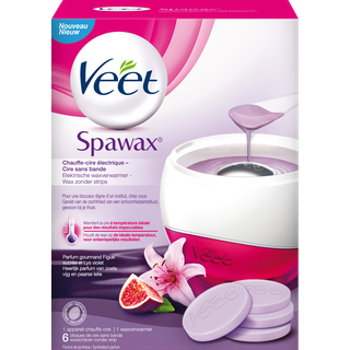 Veet Spawax Chauffe-cire électrique – Cire sans bande - Parfum gourmand Figue sucrée et Lys violet