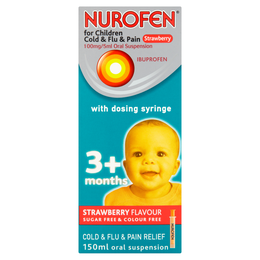 NUROFEN FOR CHILDREN COLD & FLU & PAIN STRAWBERRY 100MG/5ML ORAL SUSPENSION