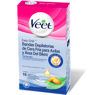 Easy Grip™ Bandas Depilatorias de Cera Fría Axila y Área del Bikini Piel Sensible