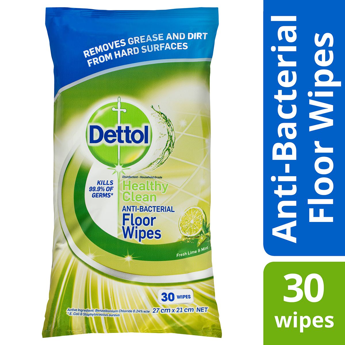 Dettol Healthy Clean Antibacterial Floor Wipes Fresh Lime Mint 30s