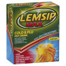 Lemsip Max Cold & Flu Decongestant Hot Drink Lemon 10 Pack