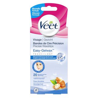 Veet Bandes de Cire Visage Prêtes à l'Emploi Easy-Gelwax™ Peaux Sensibles