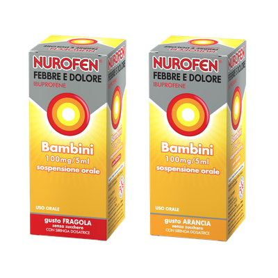 Nurofen Febbre E Dolore Bambini 100mg 5ml 150 Ml Ibuprofene Gusti Arancia E Fragola Senza Zucchero