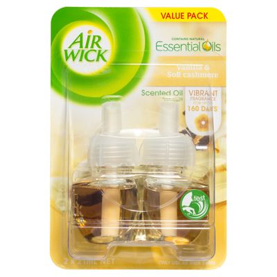 air plug i fresheners Scented Air in Vanilla Wick Cashmere Twin Plug & Oil Soft Refill