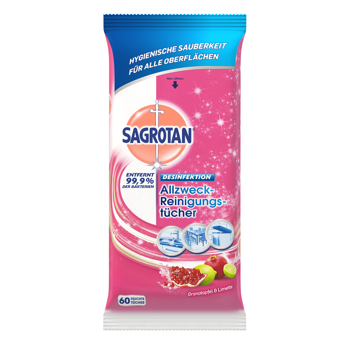 Antibakterielle Feucthte -Reinigungstücher | Sagrotan