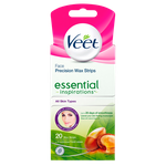 Face Precision Wax Strips Essential Inspirations With Argan Oil wipes